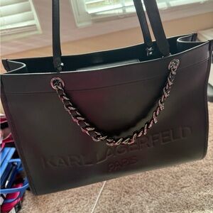 Karl Lagerfeld Genuine Leather Black Tote Bag